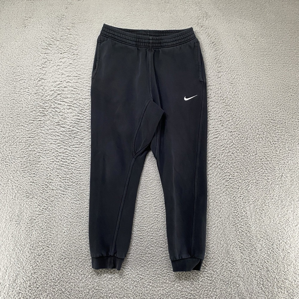 Nike Fleece Joggers Womens Medium Black Sweatpants Pockets Gym Ankle Cuffed